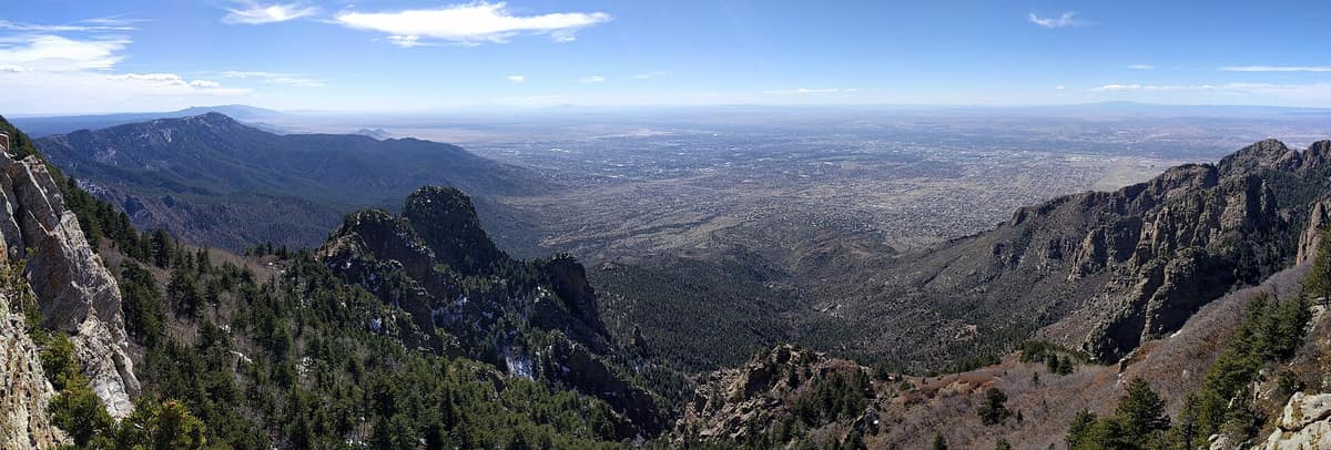 A panorama of Albuquerque and the Rio Grande valley from Sandia Crest