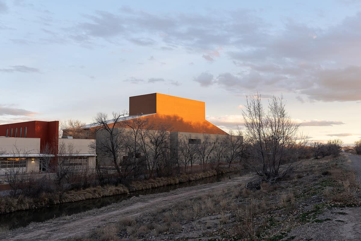 Sunset on the performing arts building at the National Hispanic Cultural Center