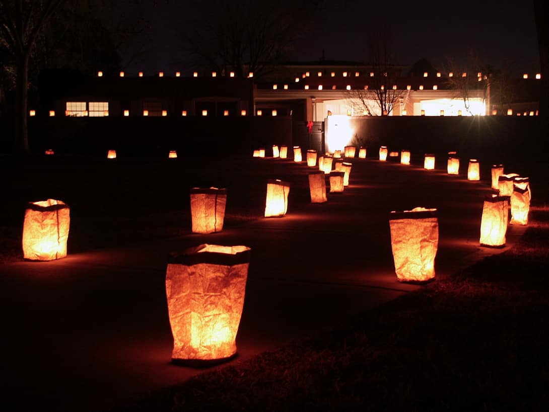 A Christmas Eve luminaria display in Albuquerque